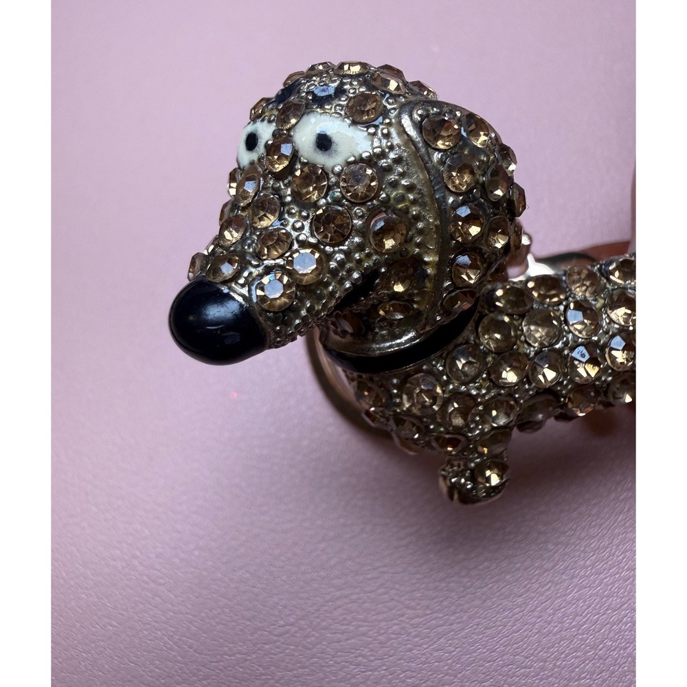 Dachshund Keychain Gold Rhinestone Wiener Dog Bag Charm Bling Puppy Do ie Mom